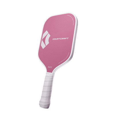 Pink paddle with white handle and Kourtcraft logo on a white background